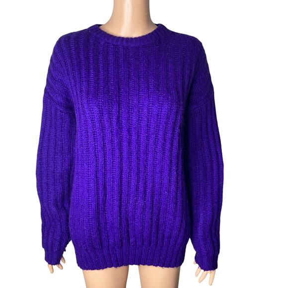 Vintage Palmettos Sweater Womens Medium Wool Blend Pullover Purple - Picture 1 of 10